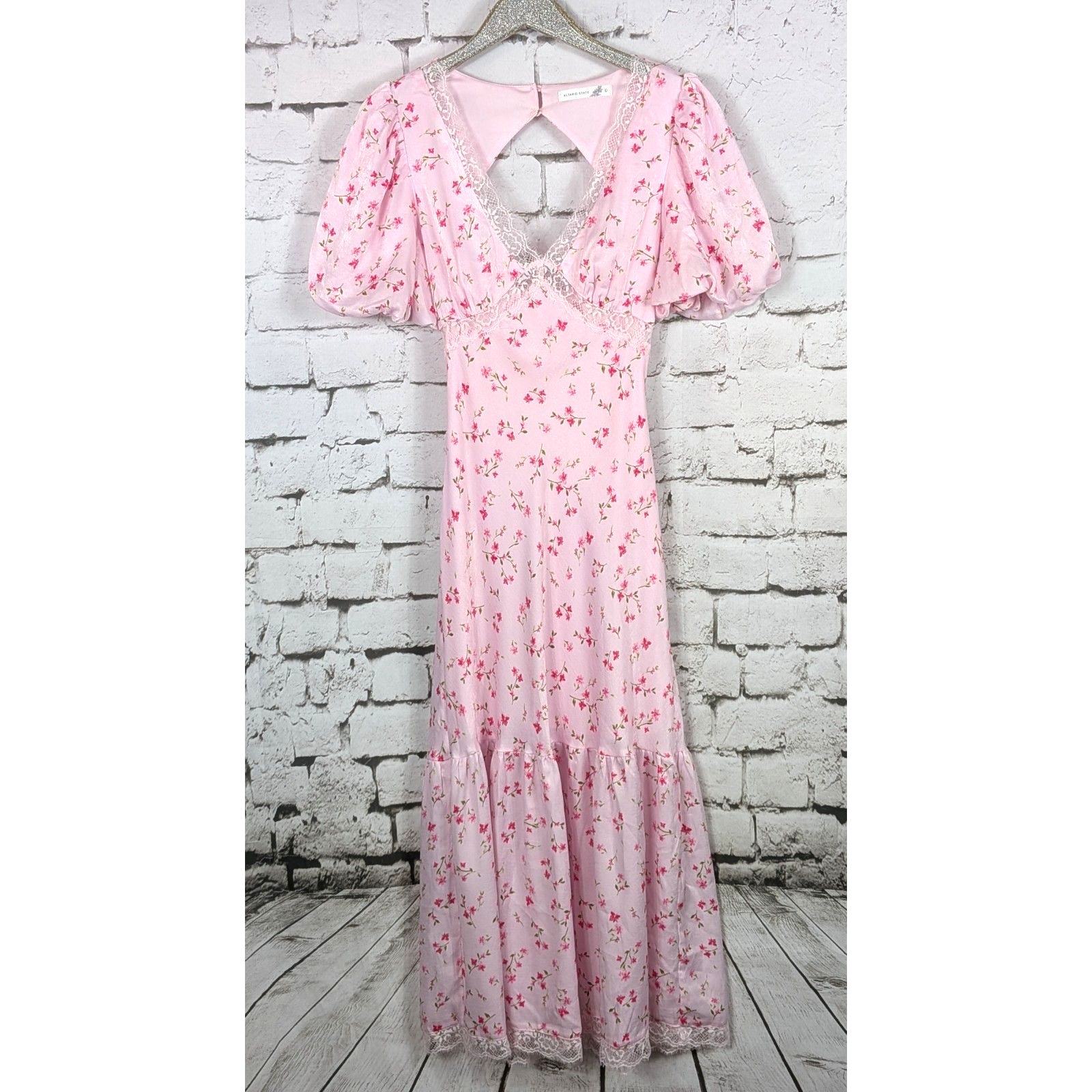 Altar'd State Bellaria Babydoll Retro Maxi Floral Dress Romantic Jr. Large Nwt